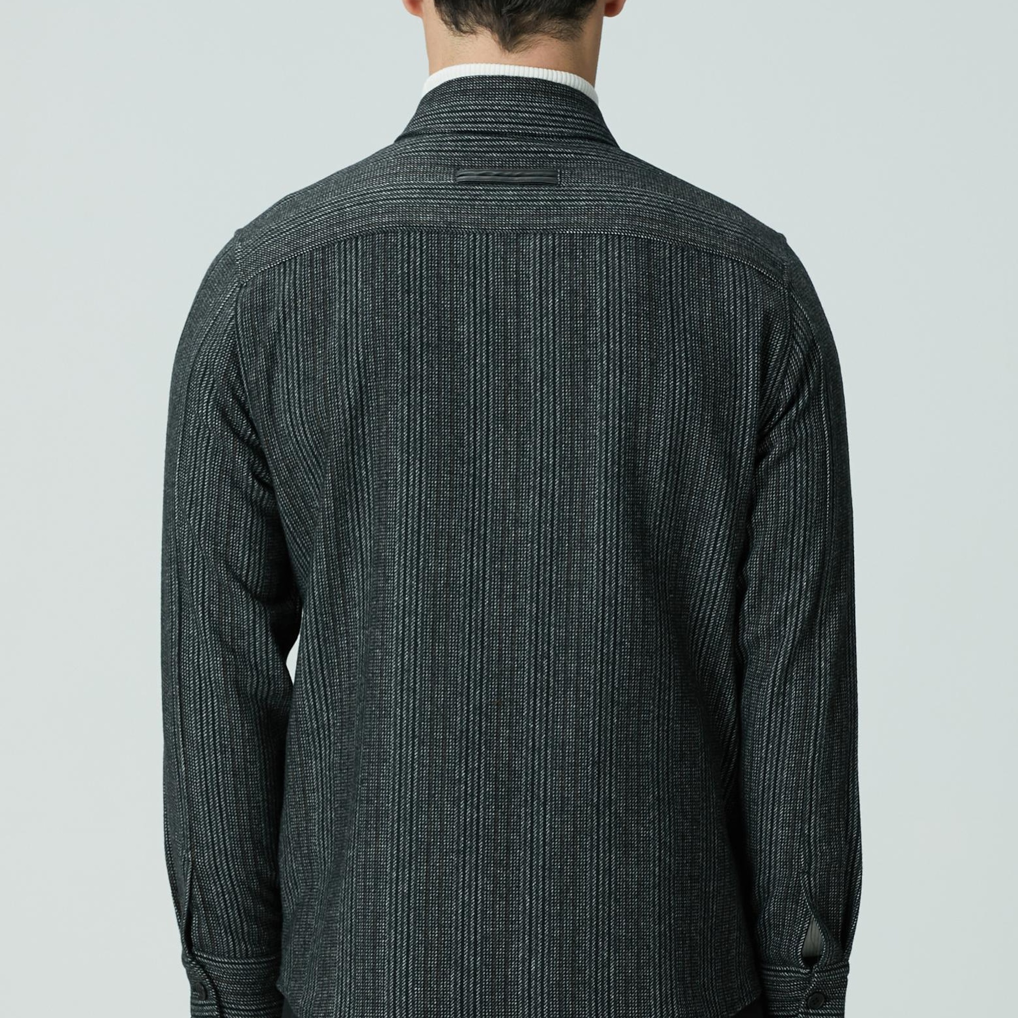 Network Erkek Antrasit Yün Karışımlı Çizgili Dış Gömlek