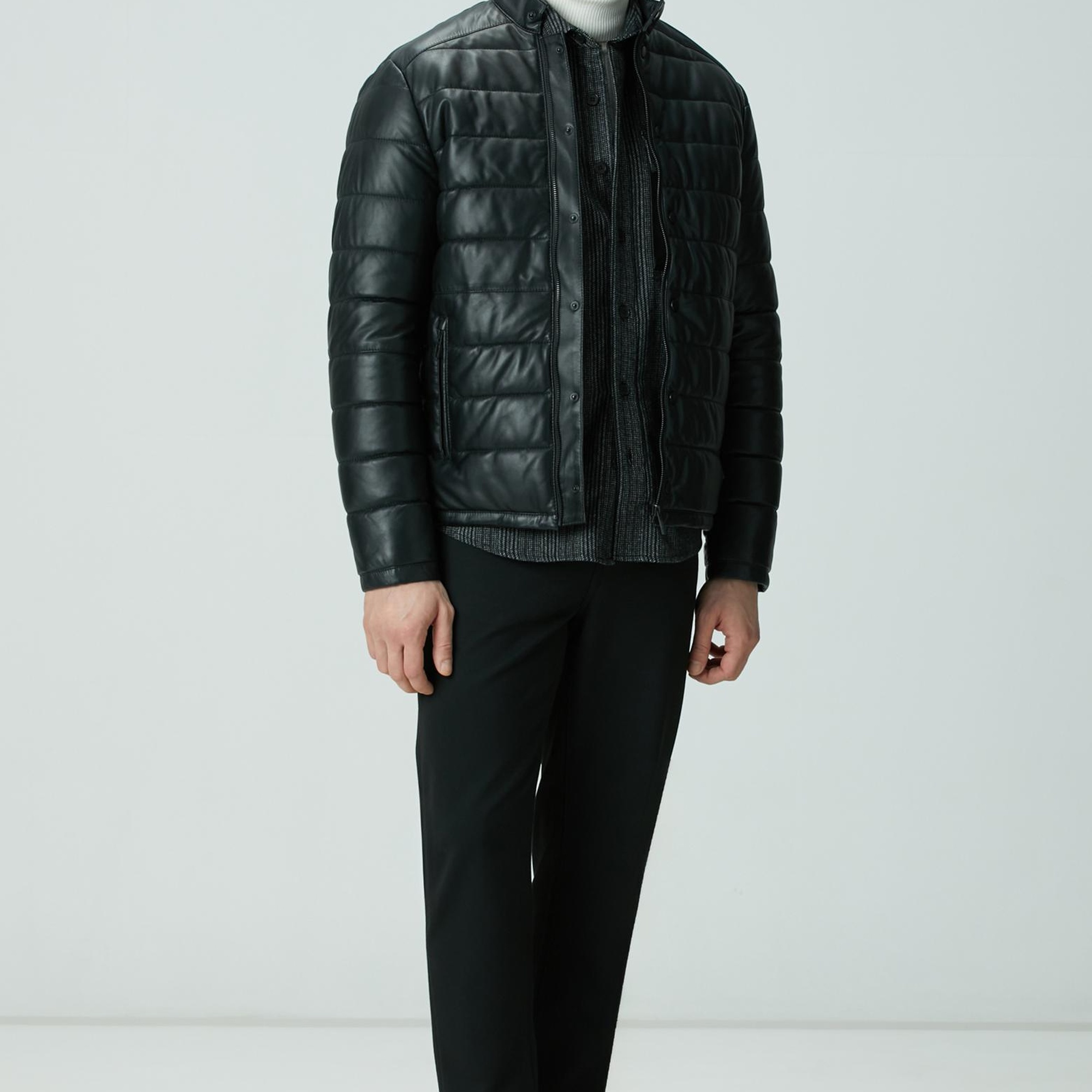 Network Erkek Antrasit Yün Karışımlı Çizgili Dış Gömlek