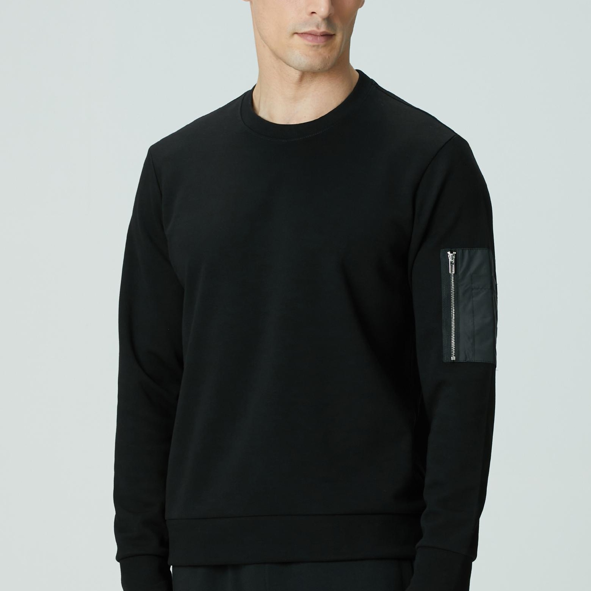 Network Erkek Siyah Fermuar Detaylı Sweatshirt