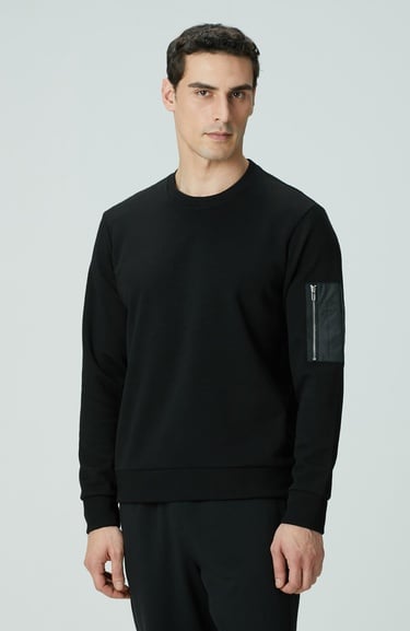  Network Erkek Siyah Fermuar Detaylı Sweatshirt