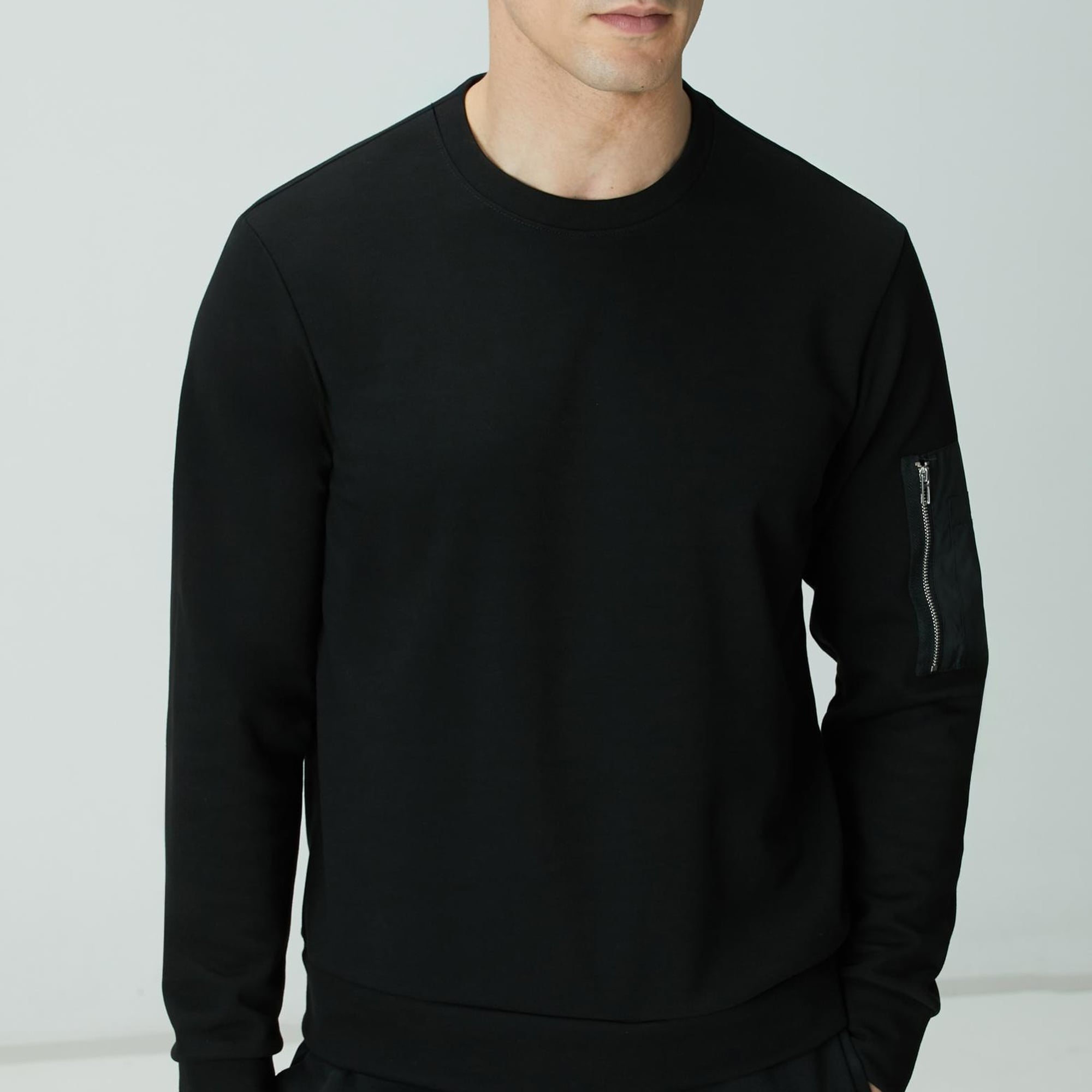 Network Erkek Siyah Fermuar Detaylı Sweatshirt