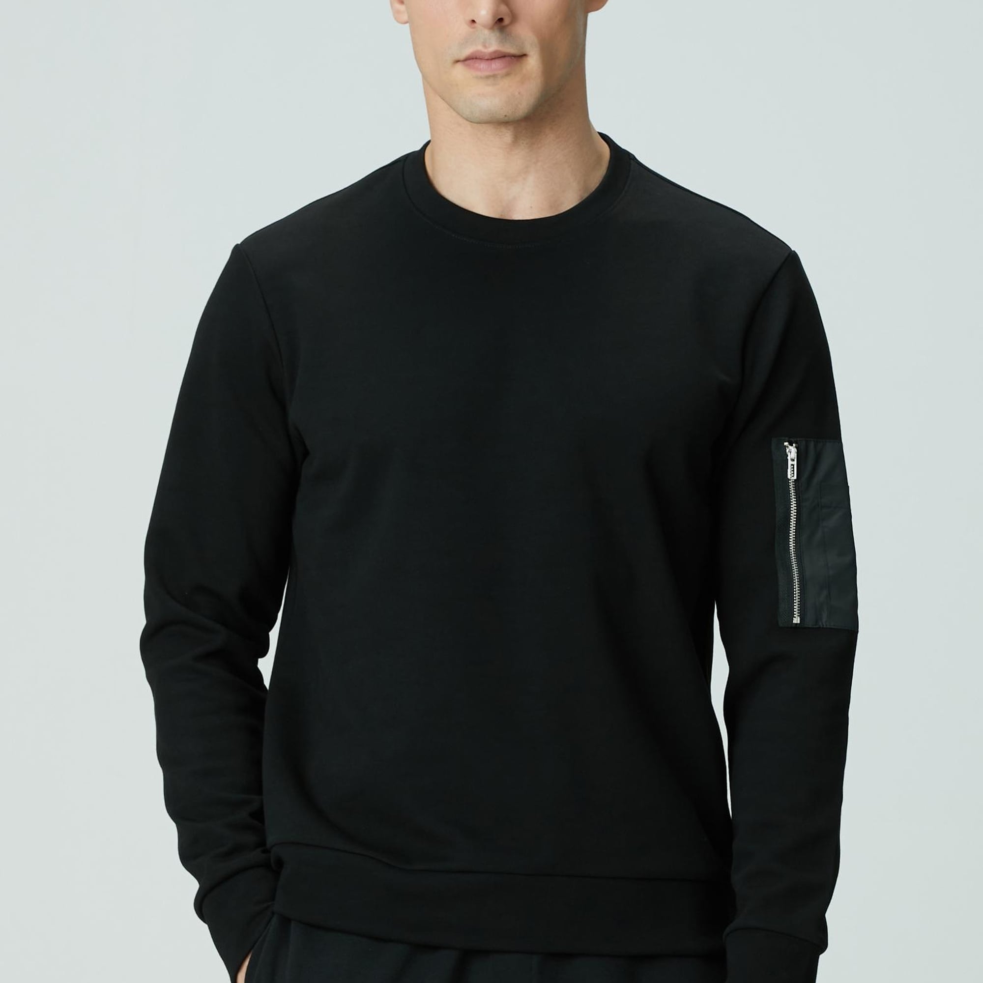 Network Erkek Siyah Fermuar Detaylı Sweatshirt