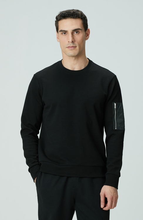  Network Erkek Siyah Fermuar Detaylı Sweatshirt