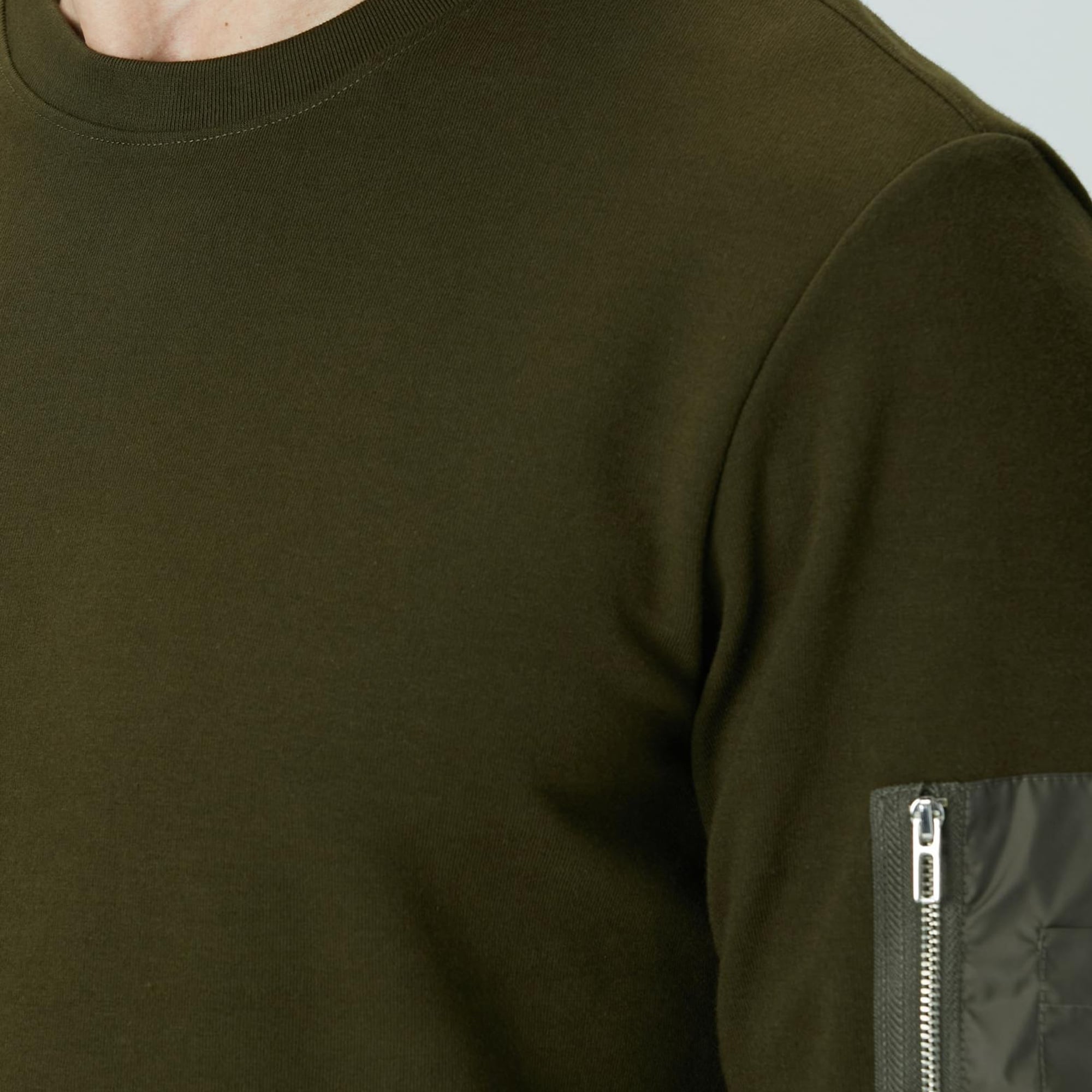 Network Erkek Haki Fermuar Detaylı Sweatshirt