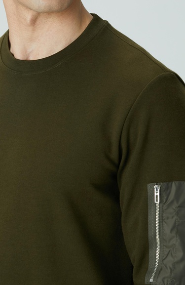  Network Erkek Haki Fermuar Detaylı Sweatshirt