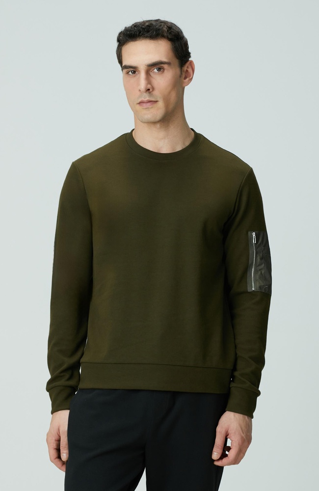  Network Erkek Haki Fermuar Detaylı Sweatshirt