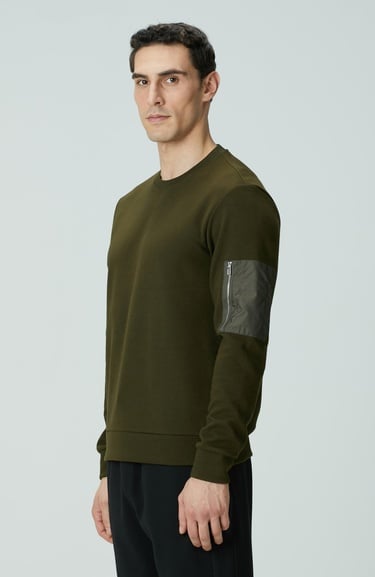  Network Erkek Haki Fermuar Detaylı Sweatshirt