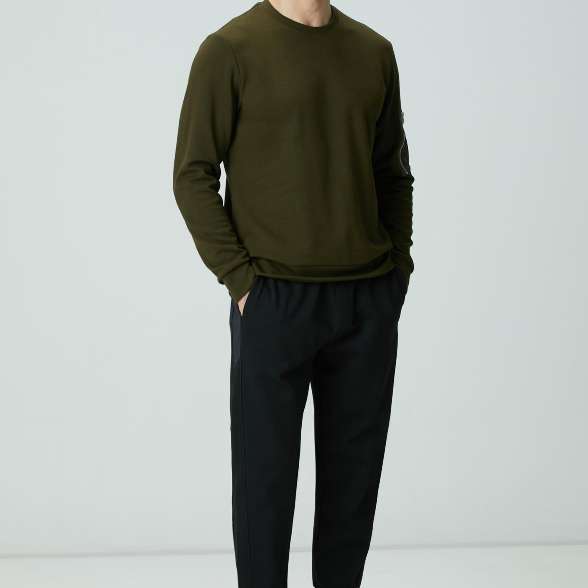 Network Erkek Haki Fermuar Detaylı Sweatshirt