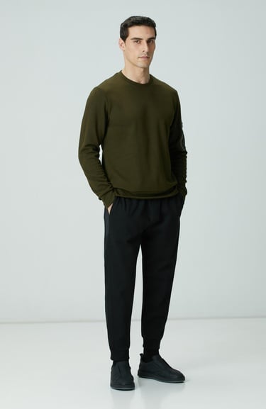  Network Erkek Haki Fermuar Detaylı Sweatshirt