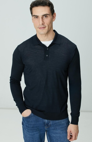  Network Erkek Limited Lacivert Yün Karışımlı Triko Kazak