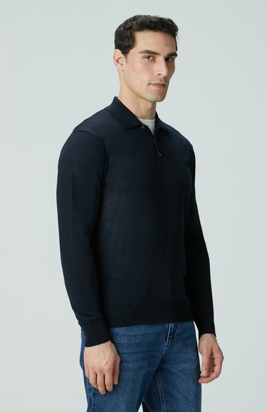  Network Erkek Limited Lacivert Yün Karışımlı Triko Kazak