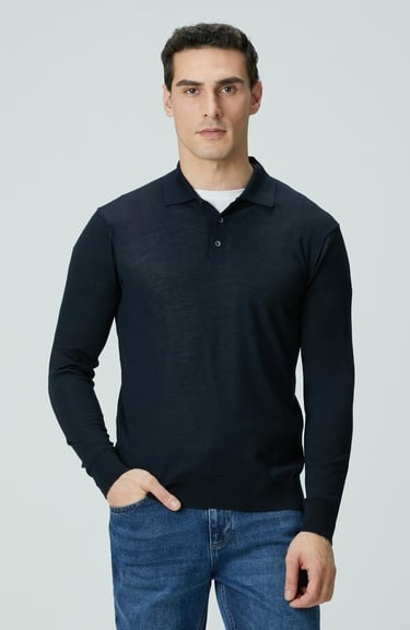  Network Erkek Limited Lacivert Yün Karışımlı Triko Kazak