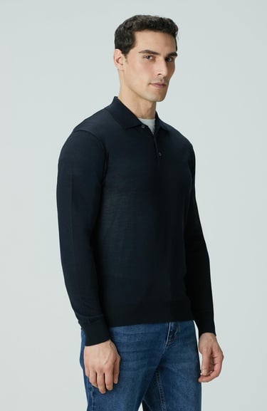  Network Erkek Limited Lacivert Yün Karışımlı Triko Kazak