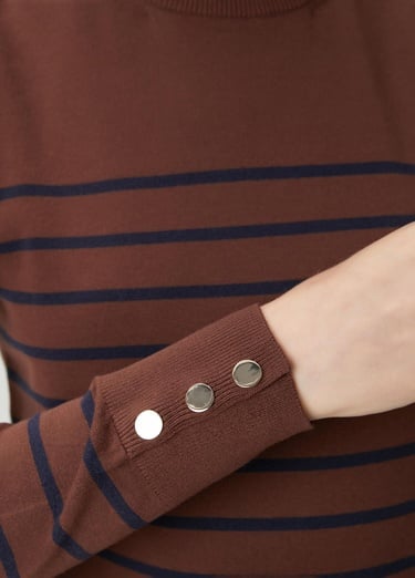  Beymen Club Kadın Kahve Lacivert Çizgili Basic Kazak