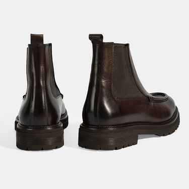  Erkek Kahve Lastikli Deri Bot