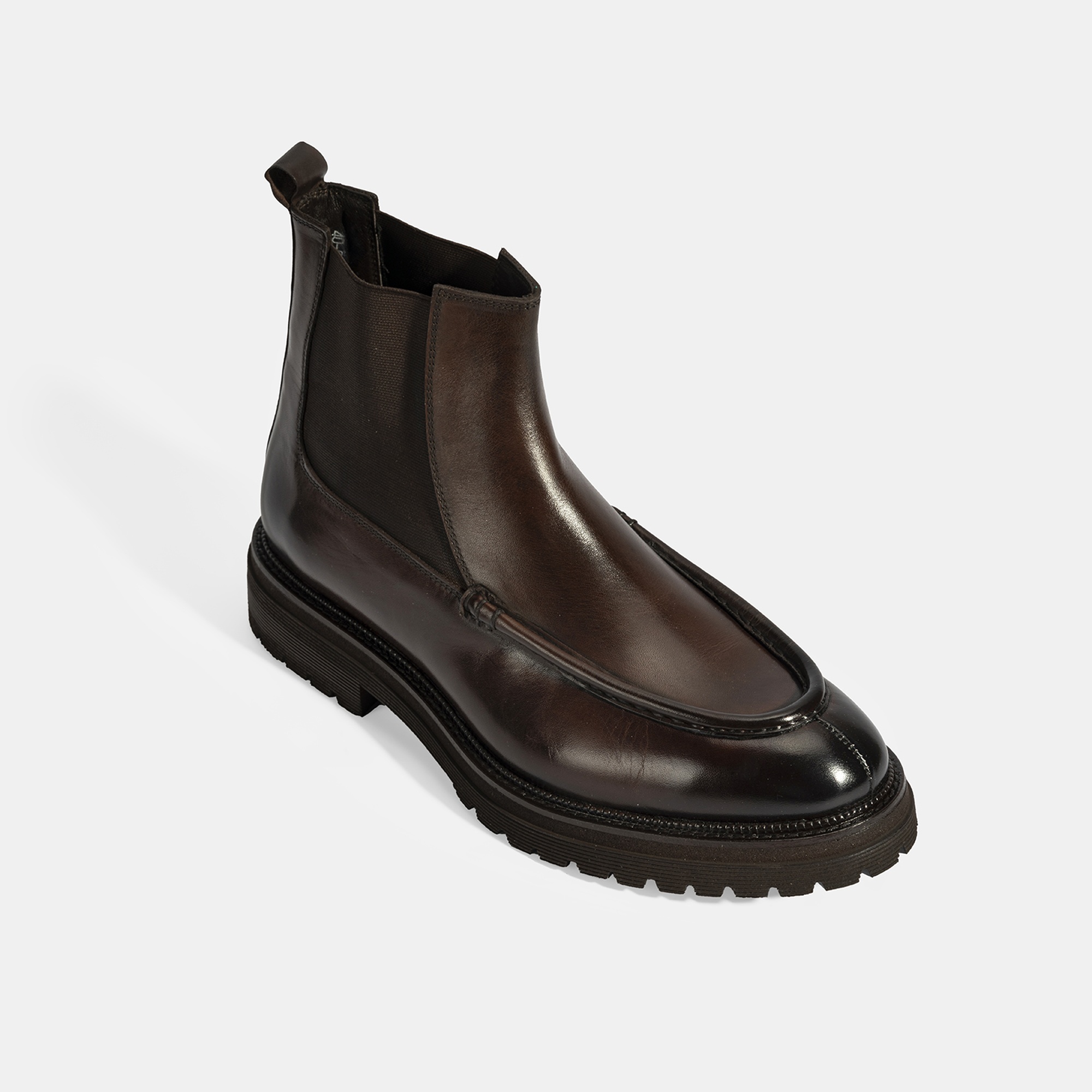 Erkek Kahve Lastikli Deri Bot