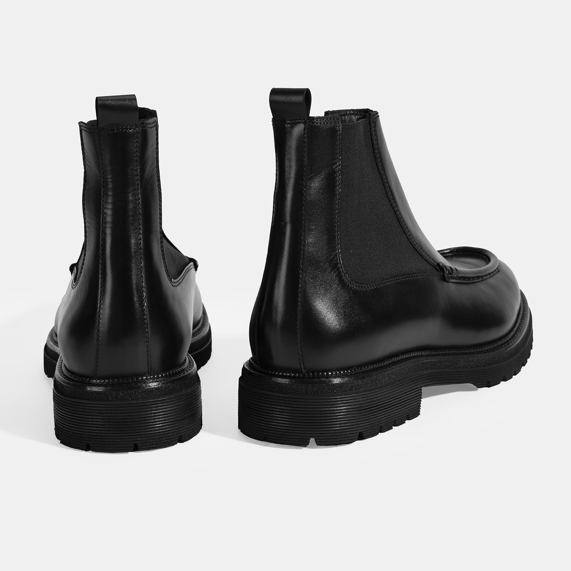 Erkek Siyah Lastikli Deri Bot