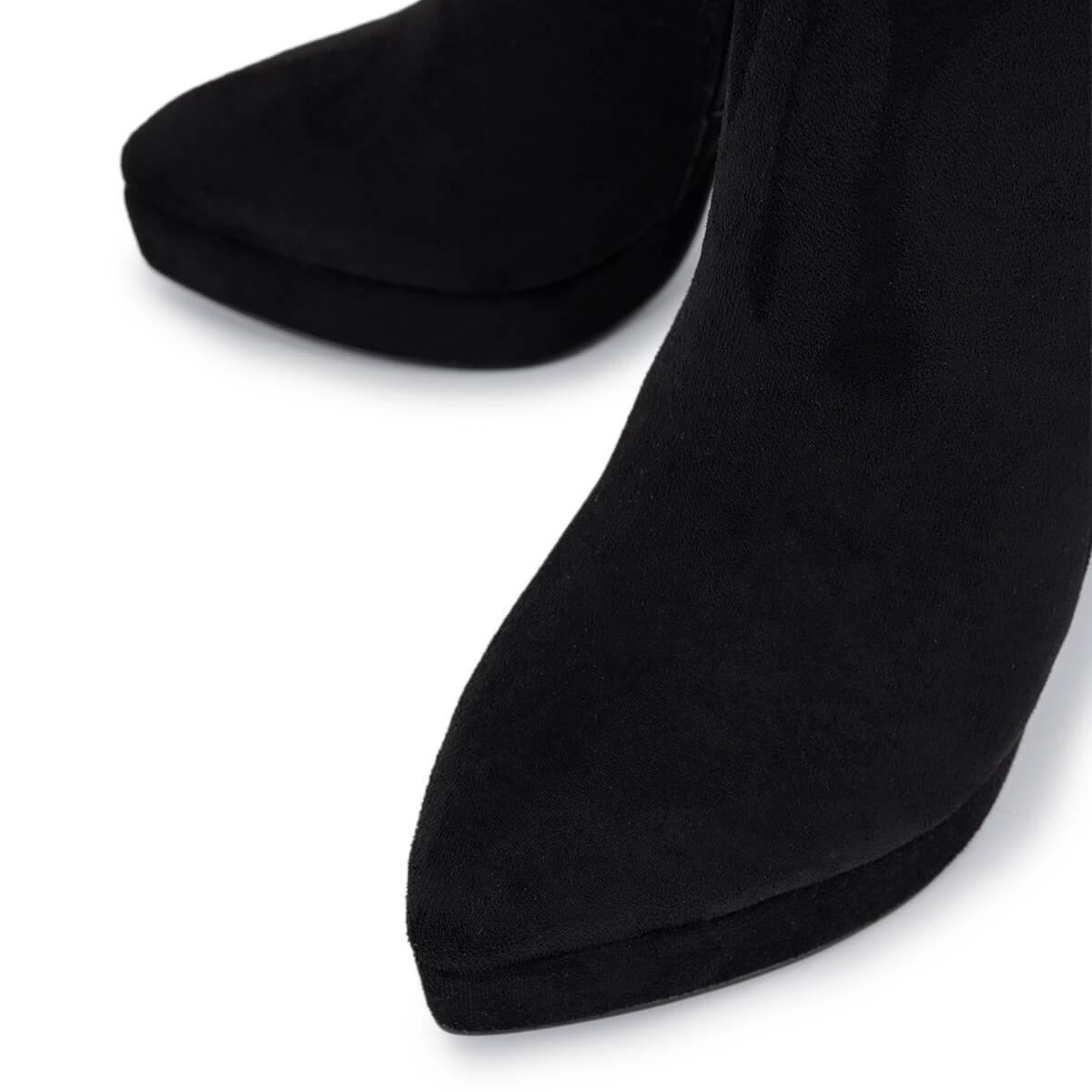 Tamer Tanca Kadın Suni Deri Siyah Süet Topuklu Çizme