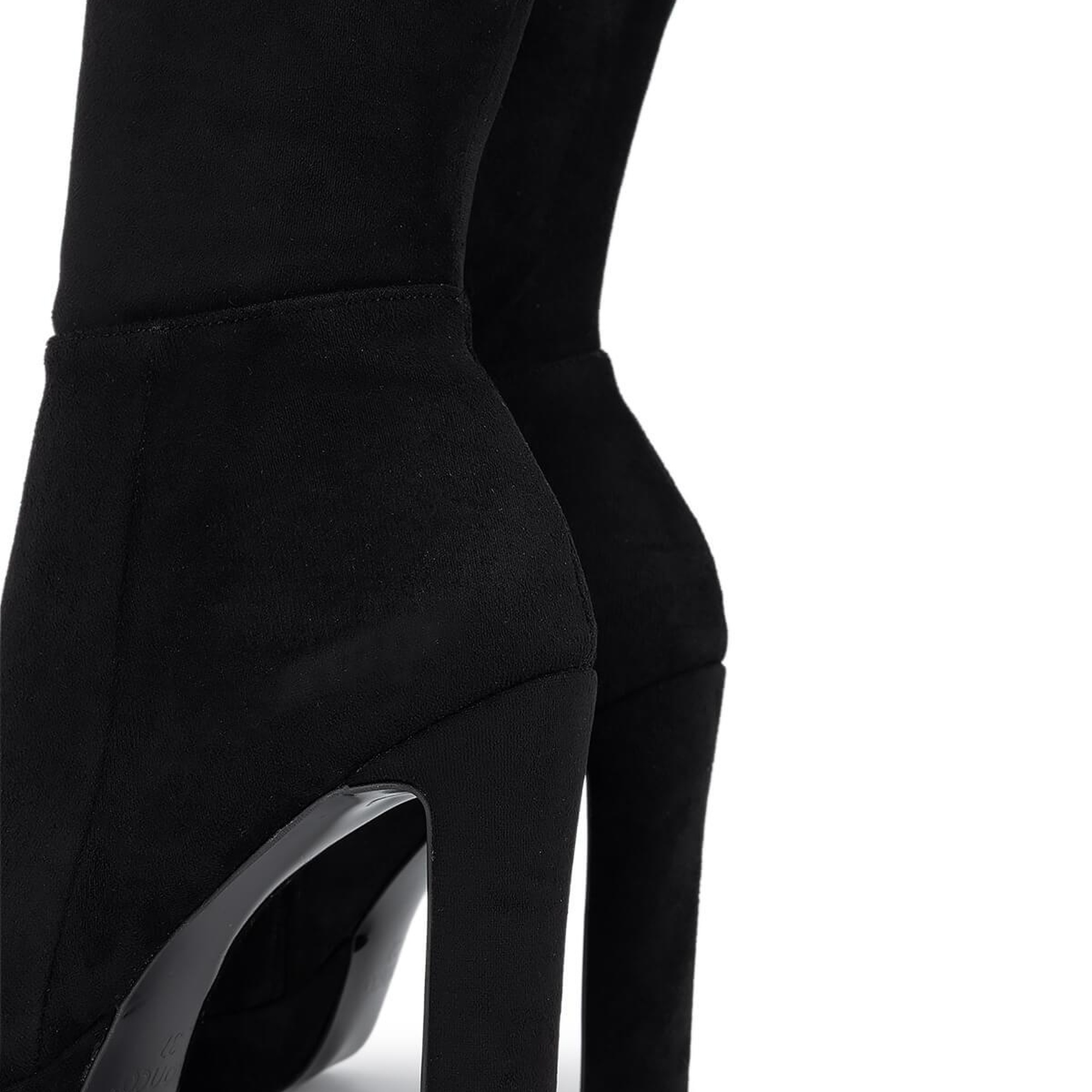 Tamer Tanca Kadın Suni Deri Siyah Süet Topuklu Çizme