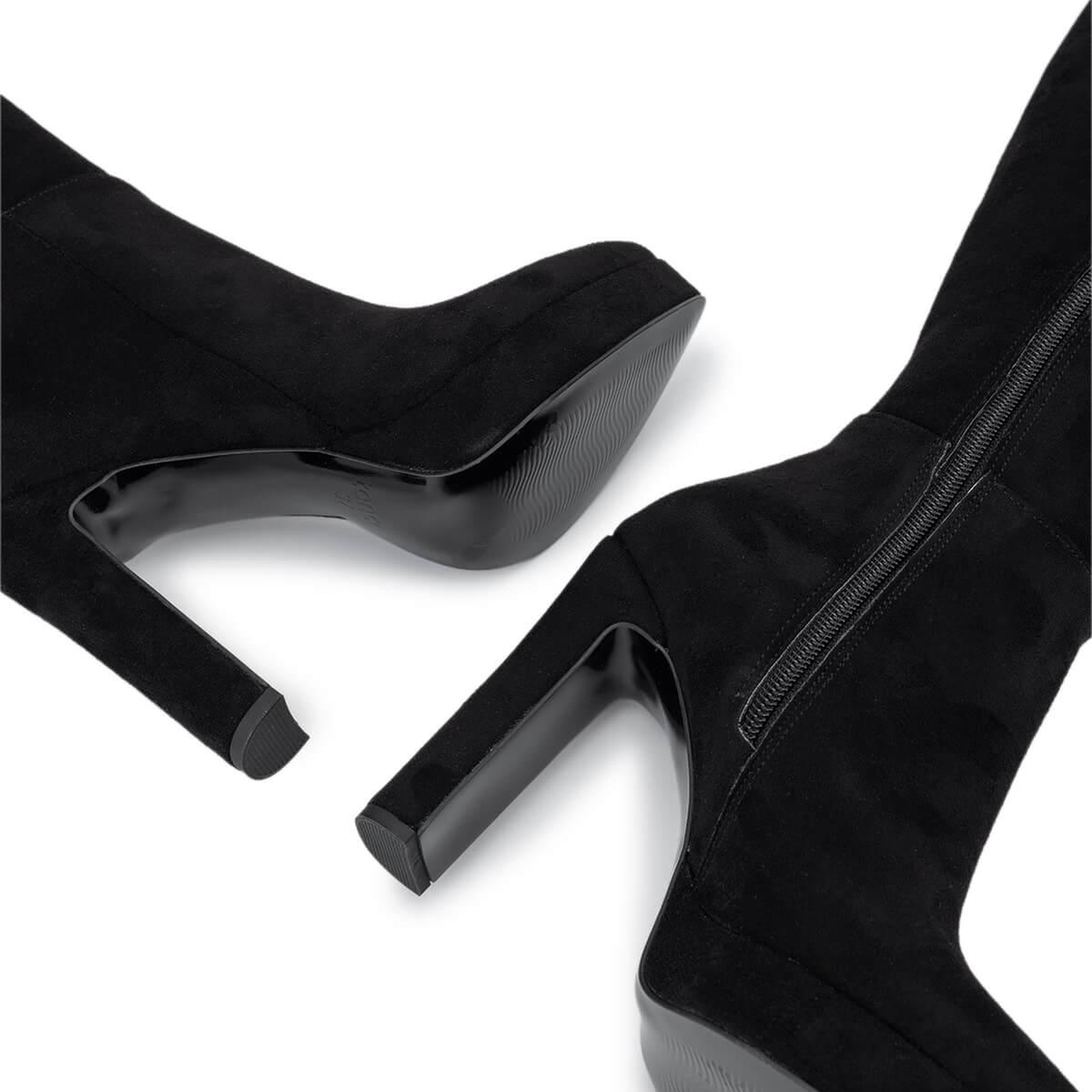 Tamer Tanca Kadın Suni Deri Siyah Süet Topuklu Çizme