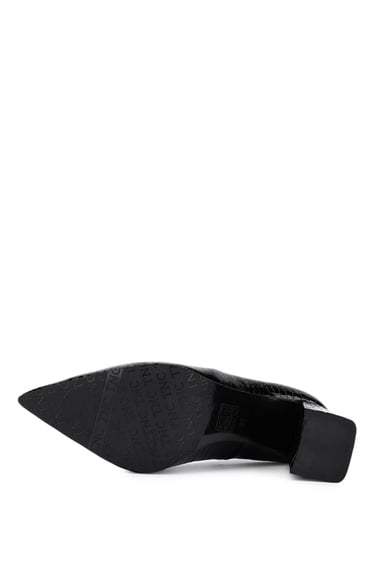  Tamer Tanca Kadın Hakiki Deri Siyah Kroko Topuklu Ayakkabı