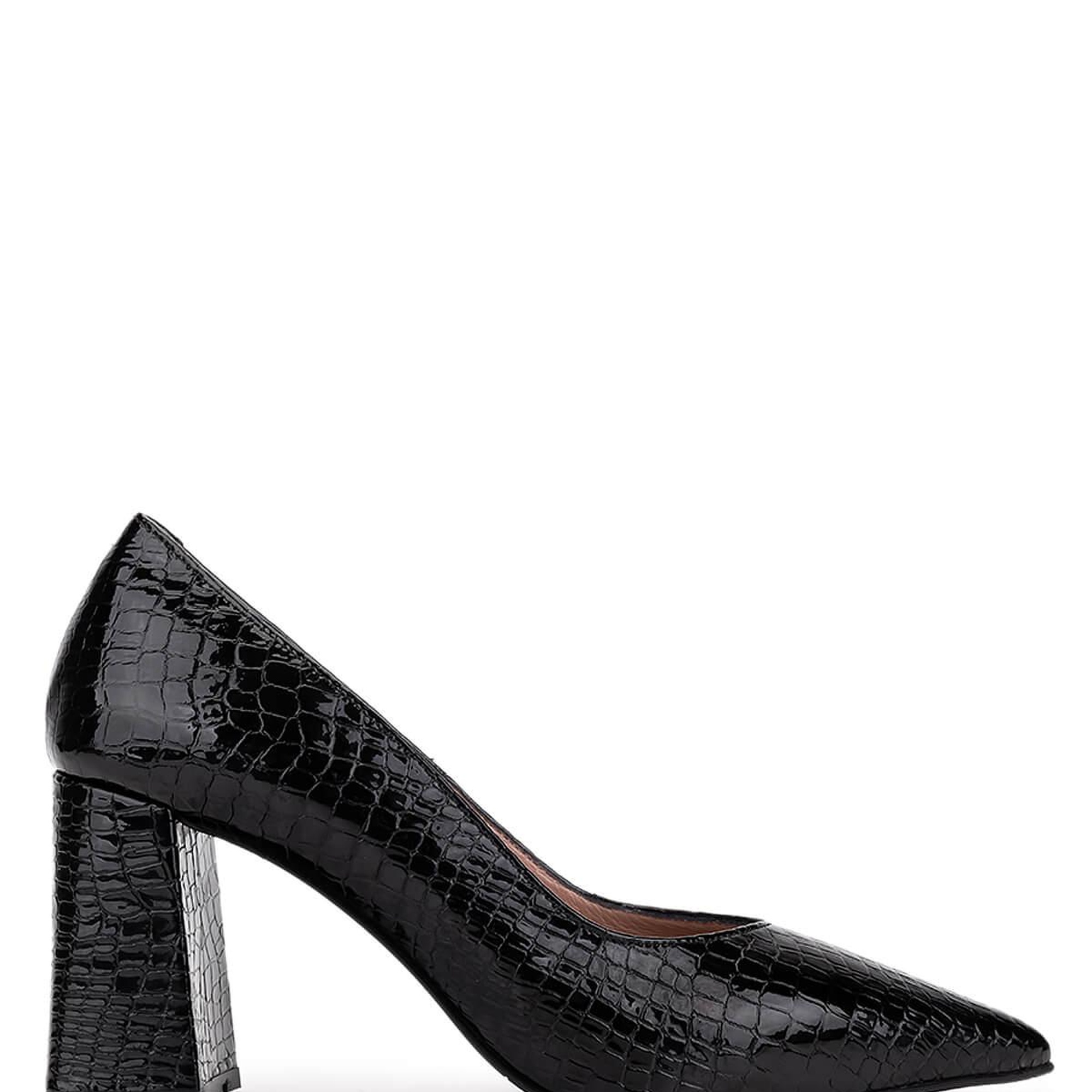 Tamer Tanca Kadın Hakiki Deri Siyah Kroko Topuklu Ayakkabı