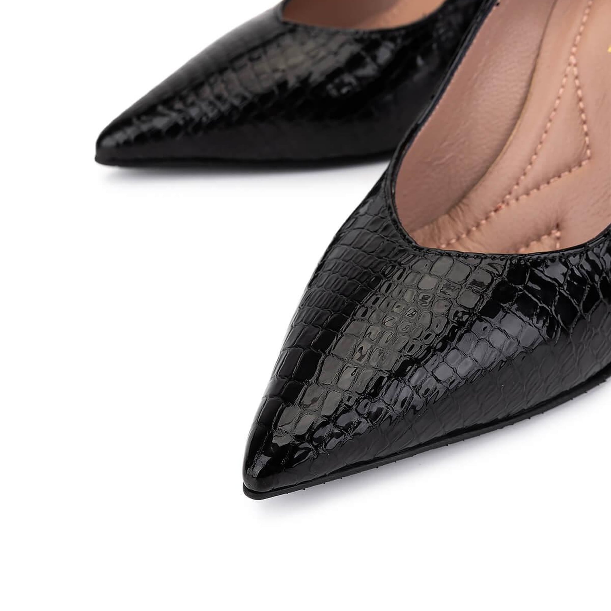 Tamer Tanca Kadın Hakiki Deri Siyah Kroko Topuklu Ayakkabı