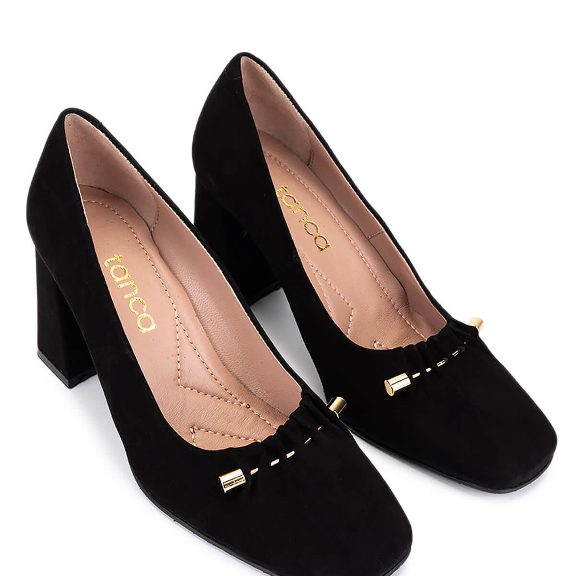 Tamer Tanca Kadın Hakiki Deri Siyah Süet Topuklu Ayakkabı