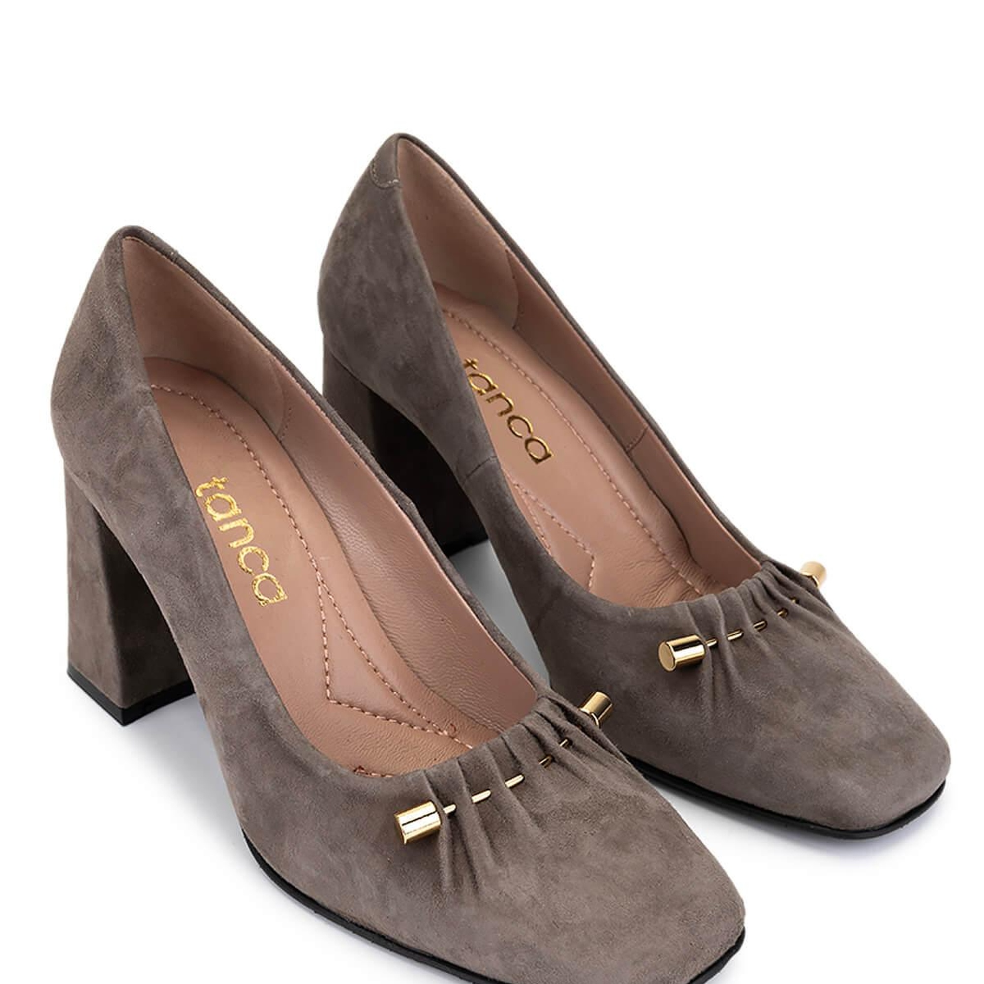 Tamer Tanca Kadın Hakiki Deri Vizon Süet Topuklu Ayakkabı