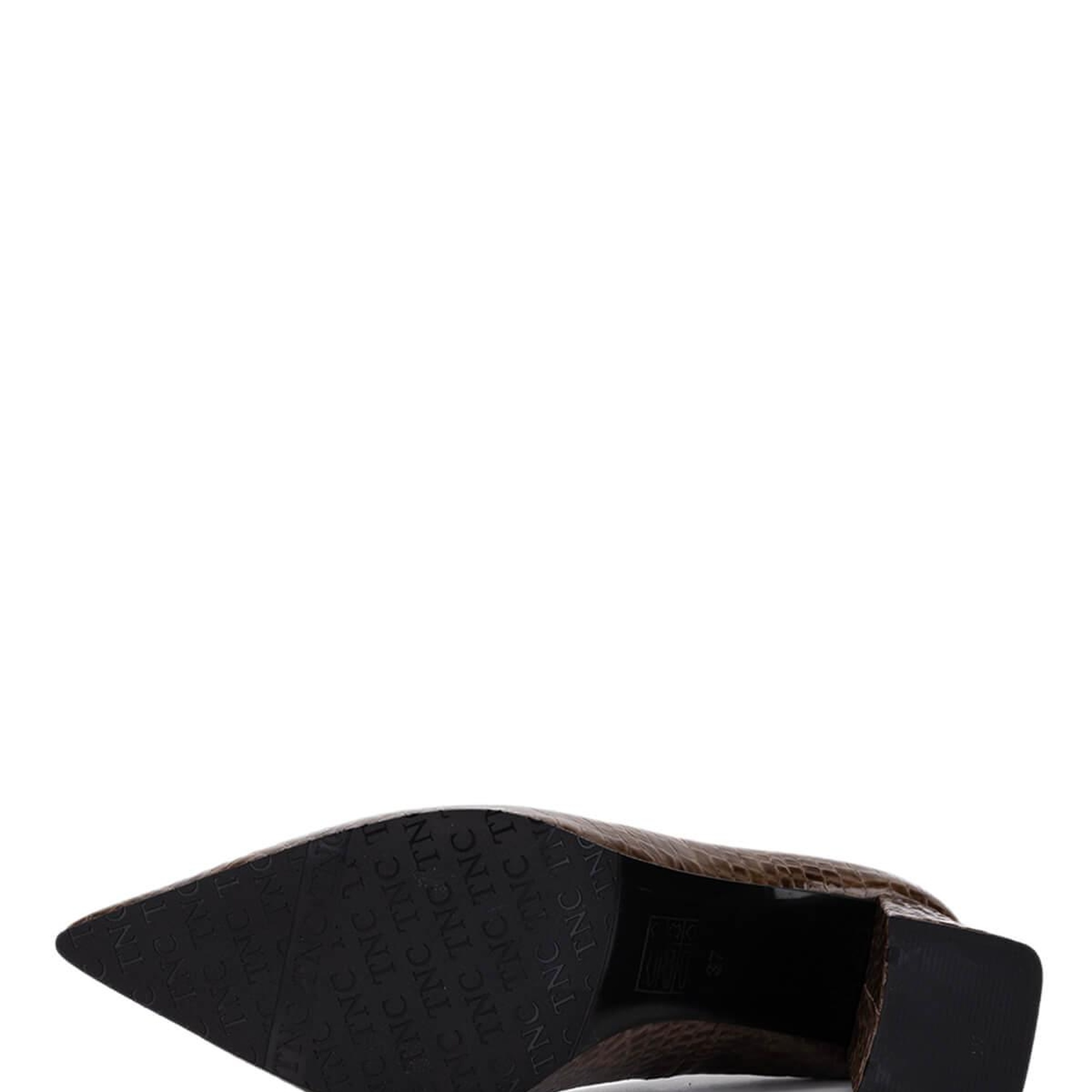 Tamer Tanca Kadın Hakiki Deri Kahverengi Kroko Topuklu Ayakkabı