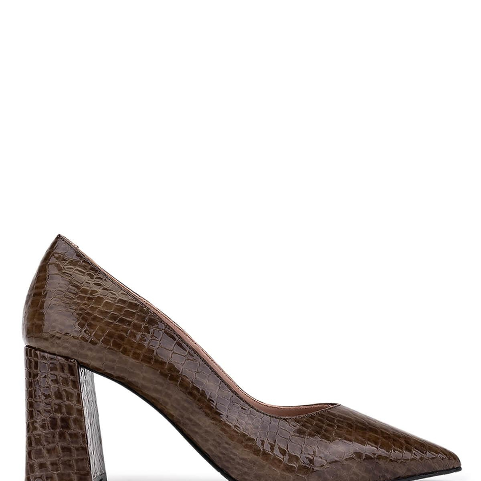 Tamer Tanca Kadın Hakiki Deri Kahverengi Kroko Topuklu Ayakkabı