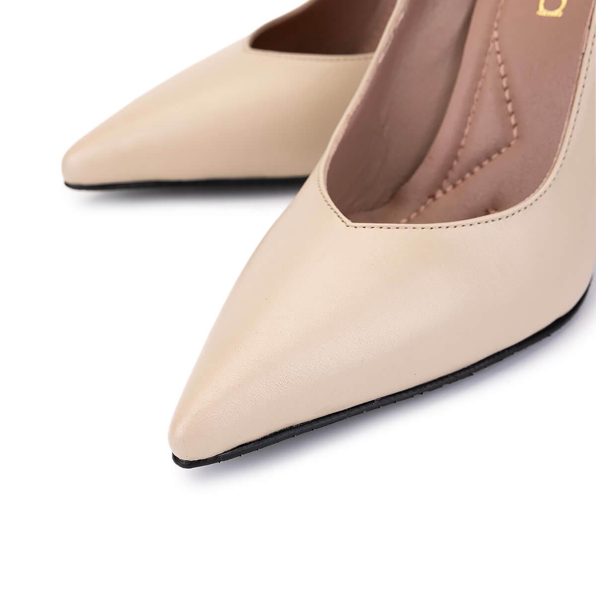 Tamer Tanca Kadın Hakiki Deri Bej Topuklu Ayakkabı