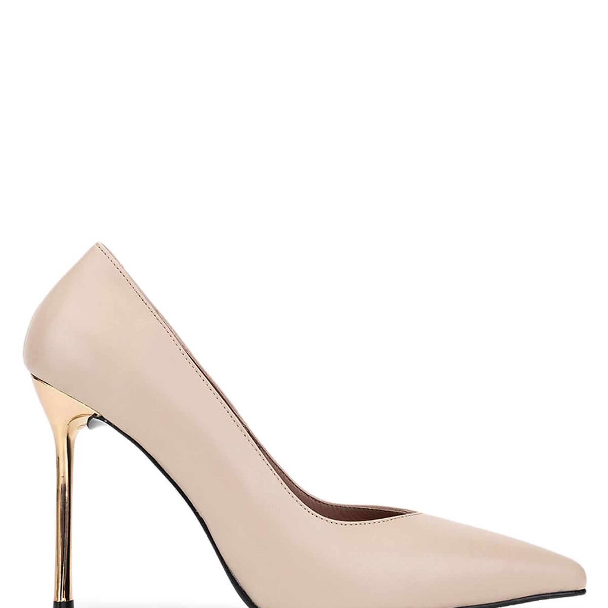 Tamer Tanca Kadın Hakiki Deri Bej Topuklu Ayakkabı