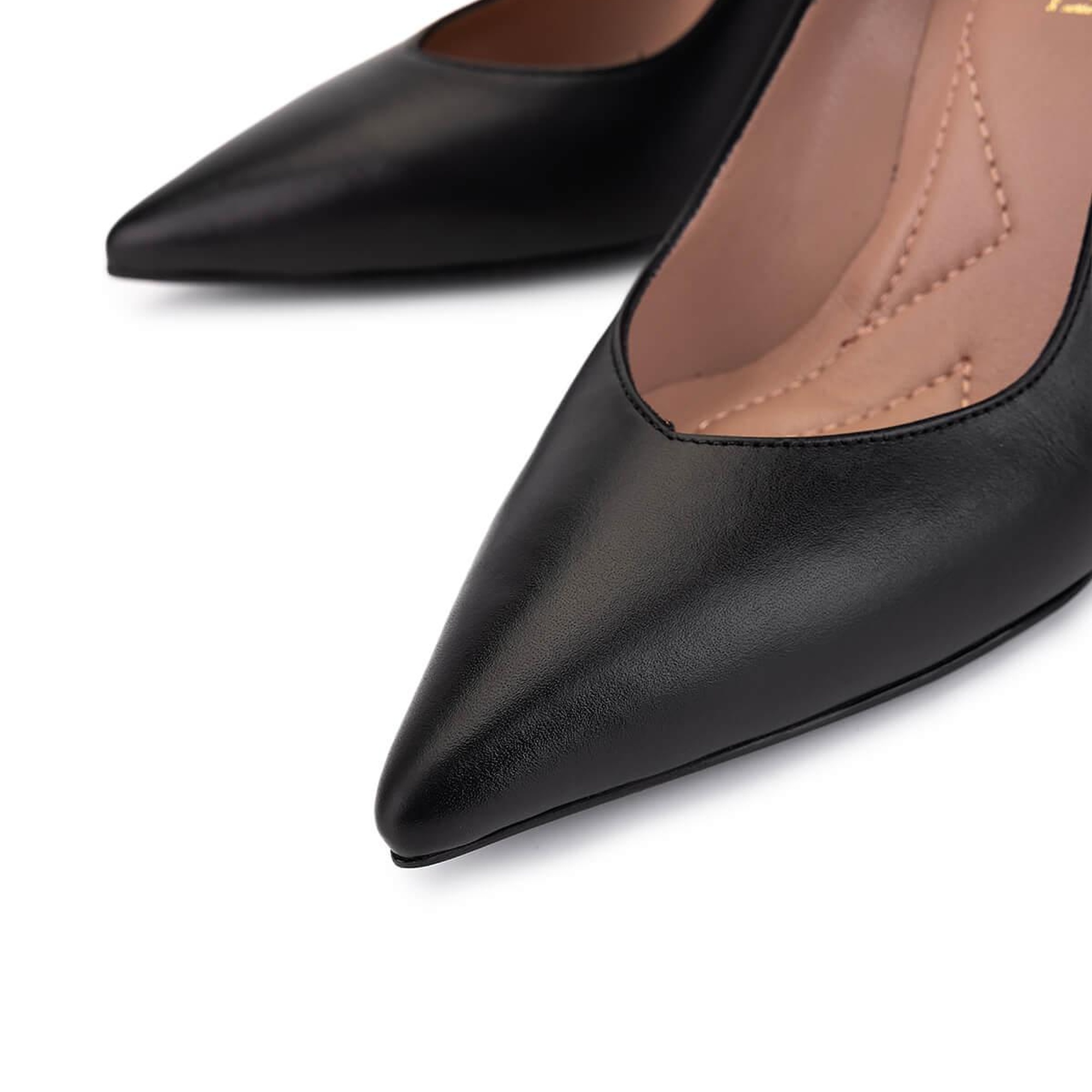 Tamer Tanca Kadın Hakiki Deri Siyah Deri Topuklu Ayakkabı