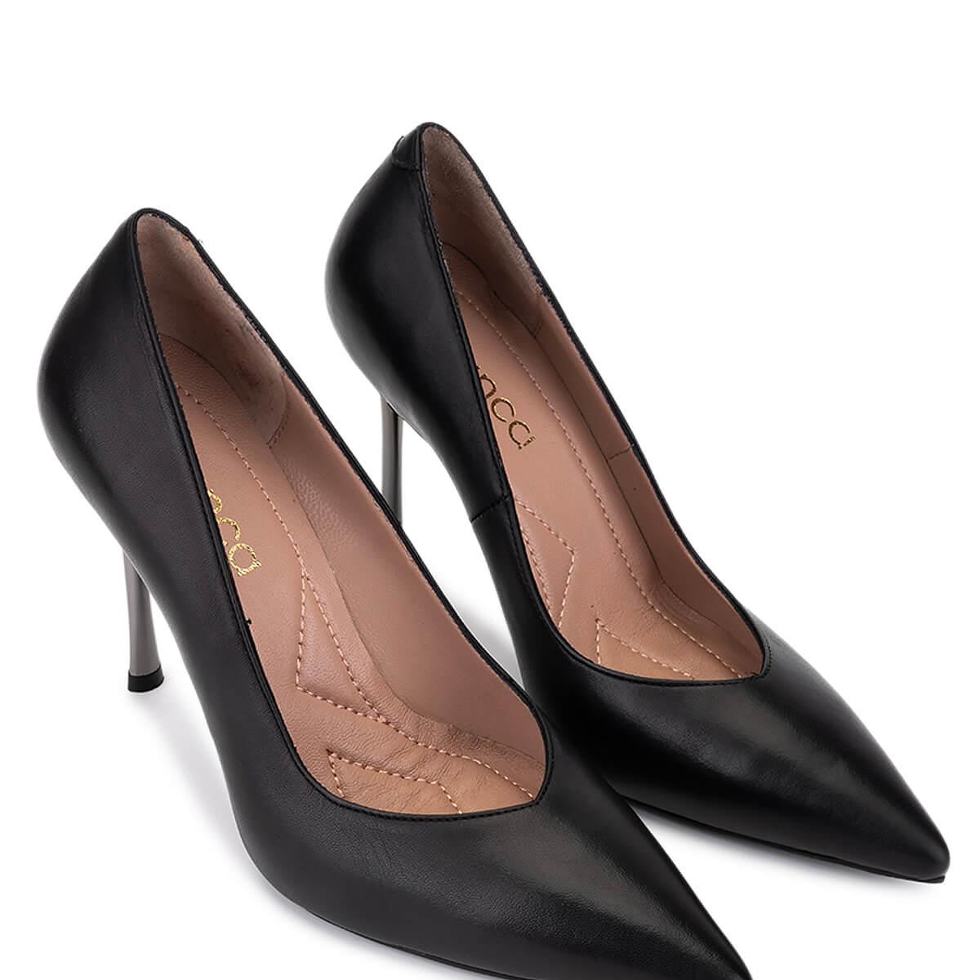 Tamer Tanca Kadın Hakiki Deri Siyah Deri Topuklu Ayakkabı