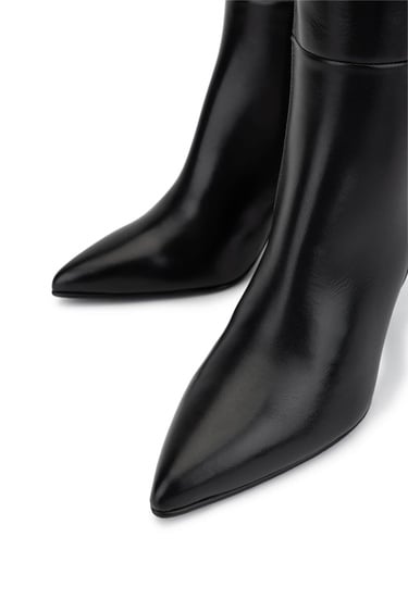  Tamer Tanca Kadın Hakiki Deri Siyah Deri Topuklu Çizme