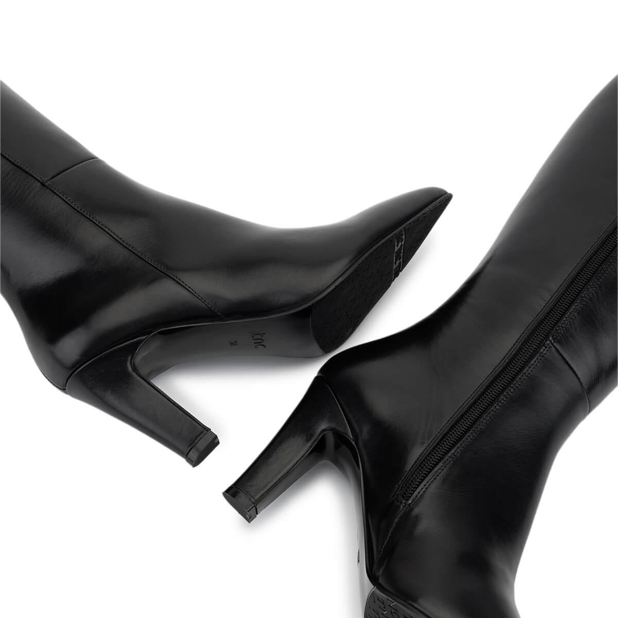 Tamer Tanca Kadın Hakiki Deri Siyah Deri Topuklu Çizme