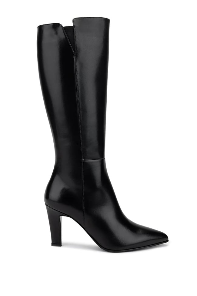  Tamer Tanca Kadın Hakiki Deri Siyah Deri Topuklu Çizme