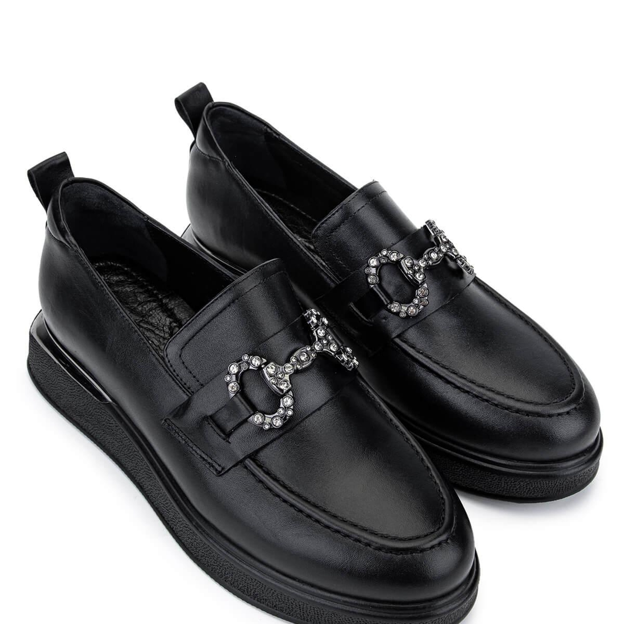 Tamer Tanca Kadın Hakiki Deri Siyah Deri Loafer Ayakkabı