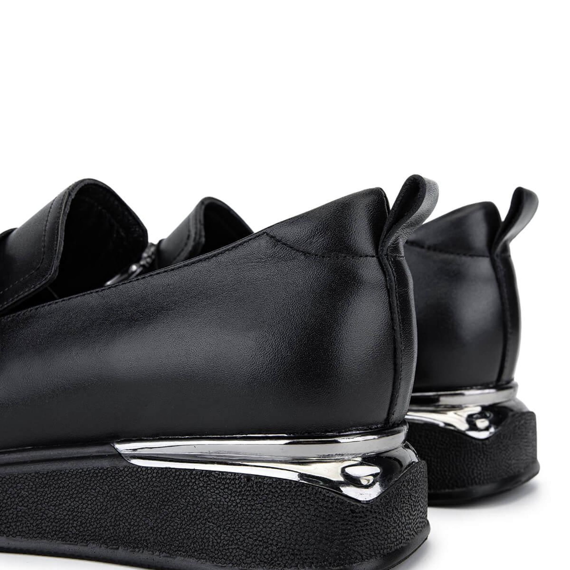 Tamer Tanca Kadın Hakiki Deri Siyah Deri Loafer Ayakkabı