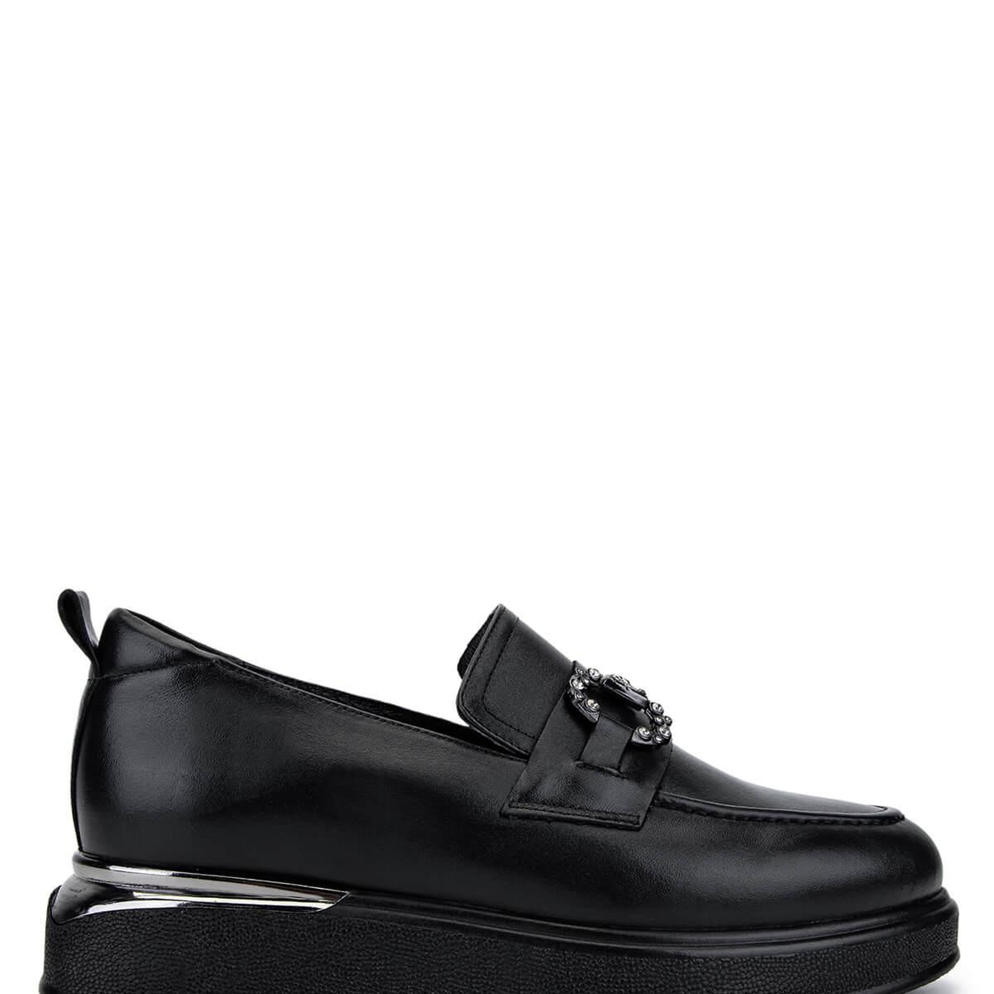 Tamer Tanca Kadın Hakiki Deri Siyah Deri Loafer Ayakkabı