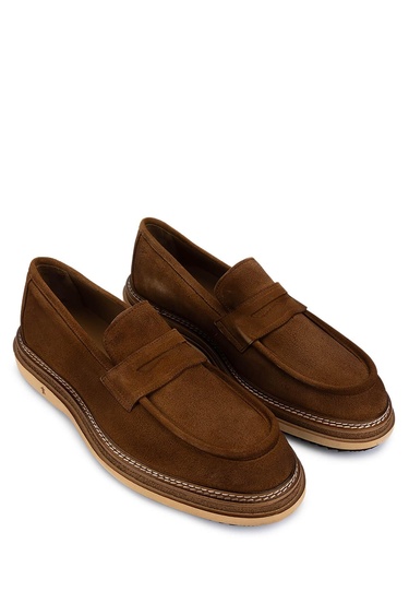  Tamer Tanca Erkek Hakiki Deri Bej Loafer Ayakkabı