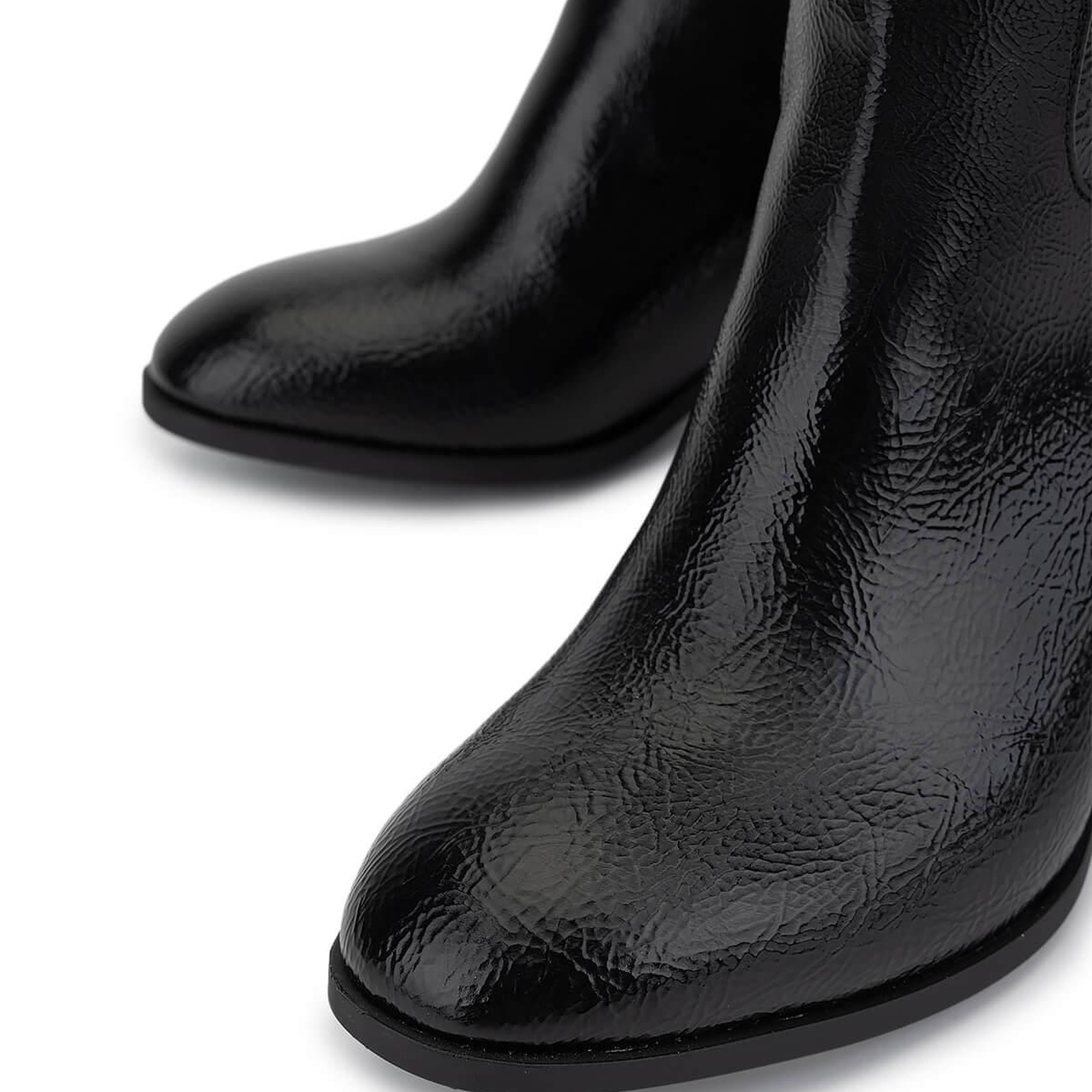 Tamer Tanca Kadın Suni Deri Siyah Rugan Topuklu Çizme