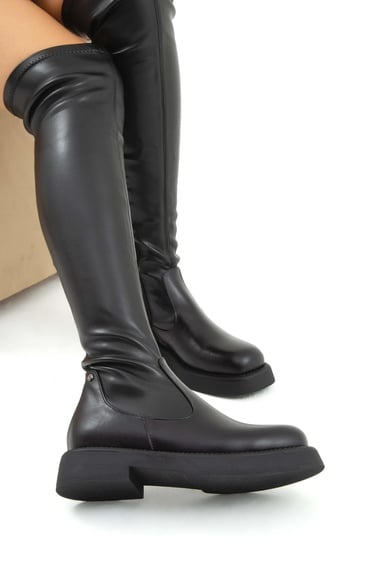  Tamer Tanca Kadın Hakiki Deri Siyah Casual Çizme