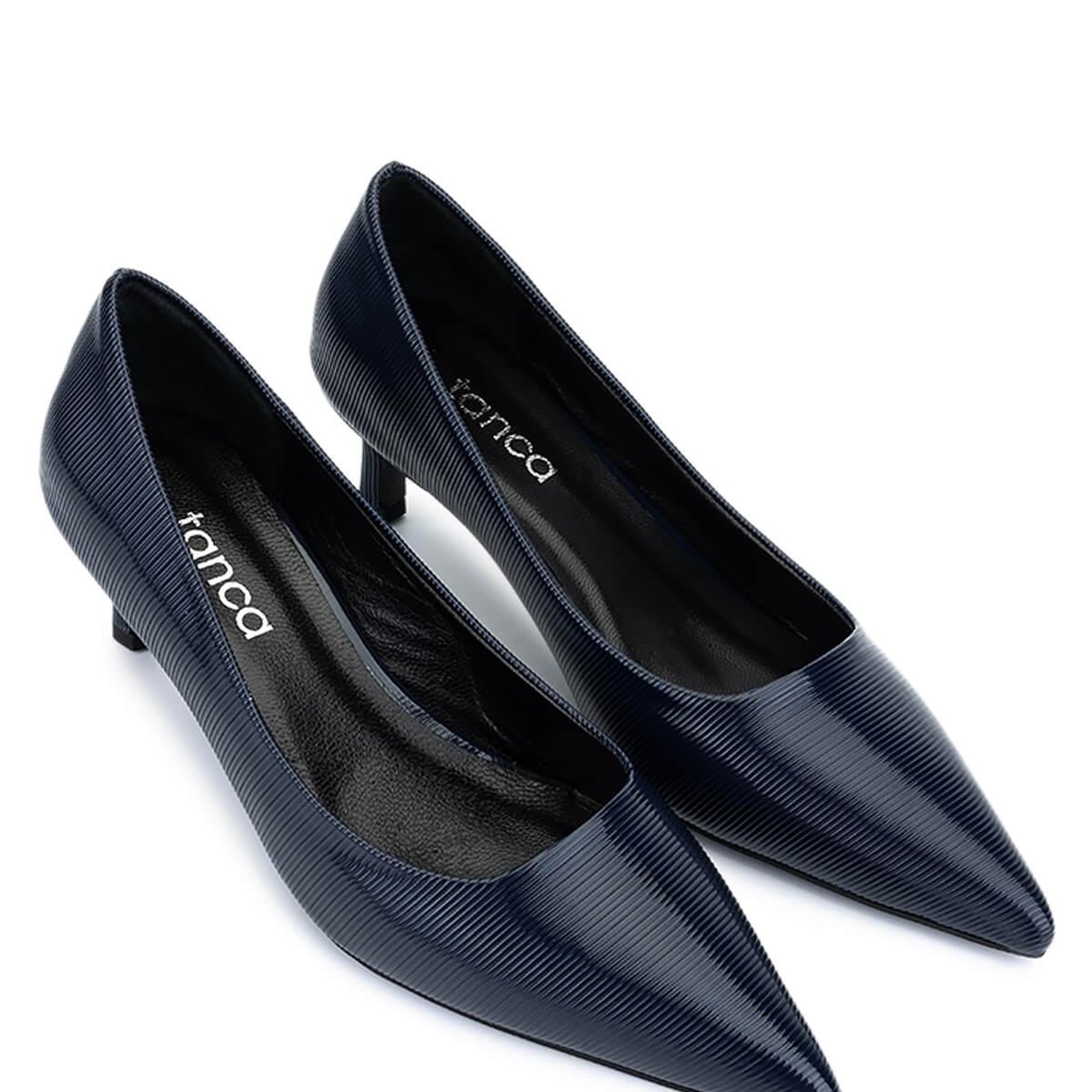 Tamer Tanca Kadın Suni Deri Lacivert Topuklu Ayakkabı