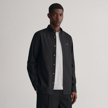  GANT Erkek Siyah Regular Fit Düğmeli Yaka Oxford Gömlek