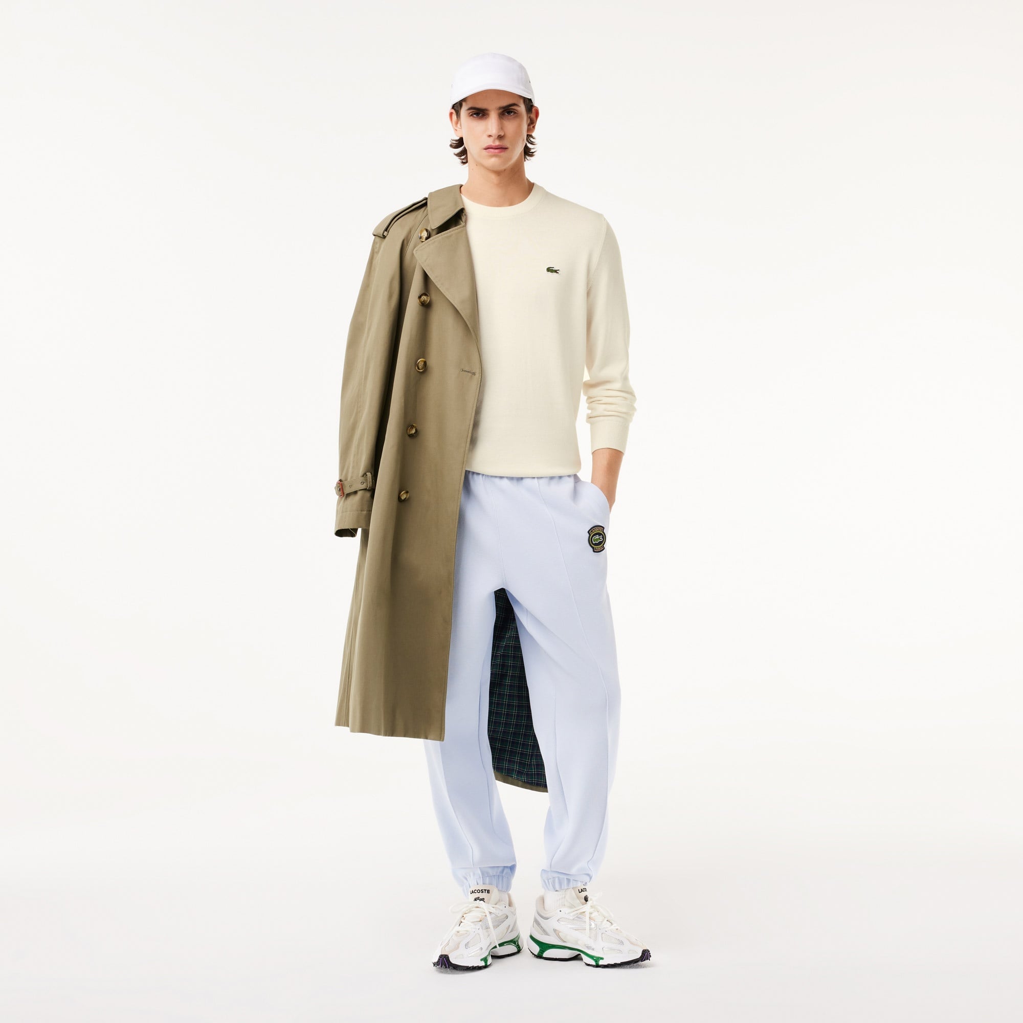 Lacoste Erkek Regular Fit Bisiklet Yaka Beyaz Kazak