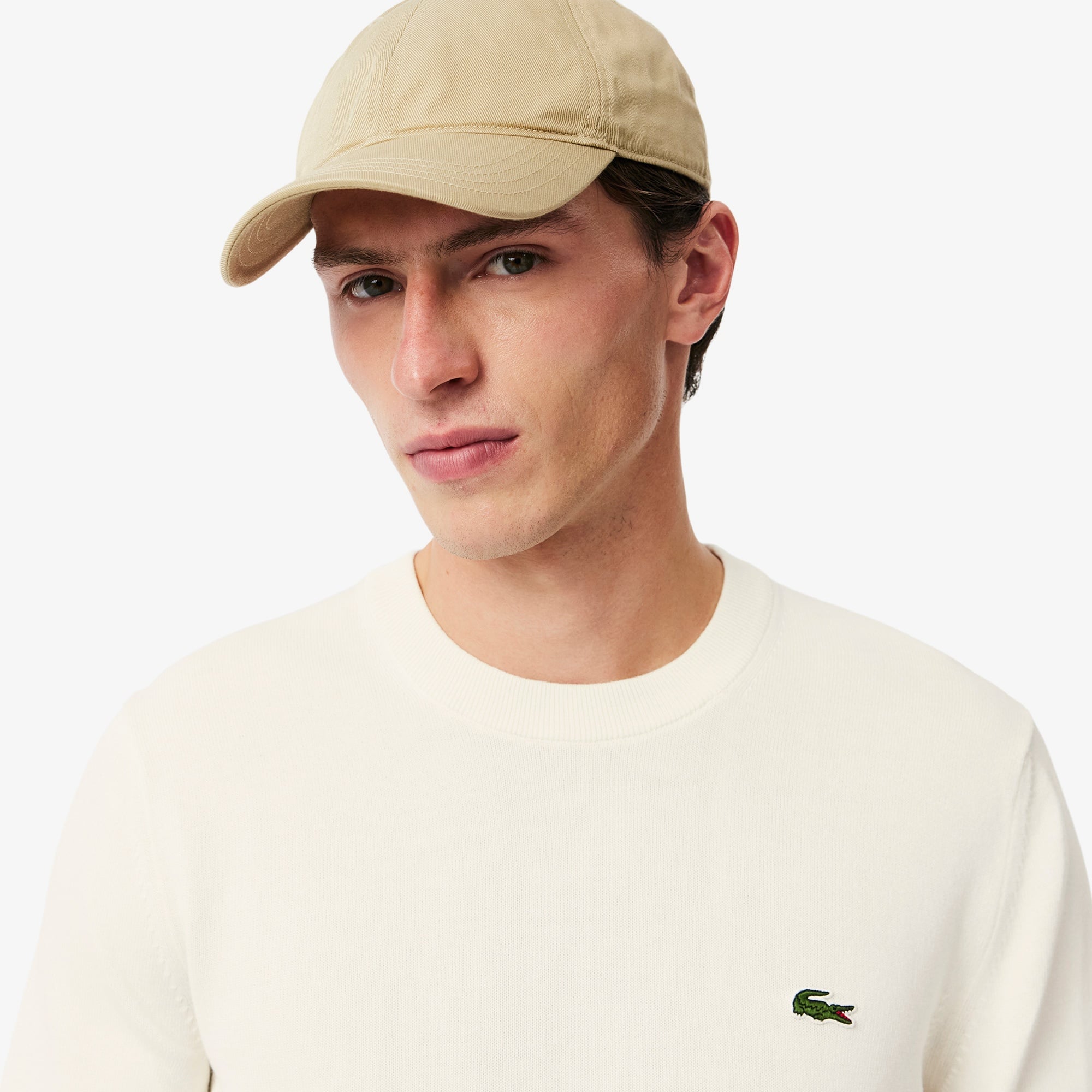 Lacoste Erkek Regular Fit Bisiklet Yaka Beyaz Kazak