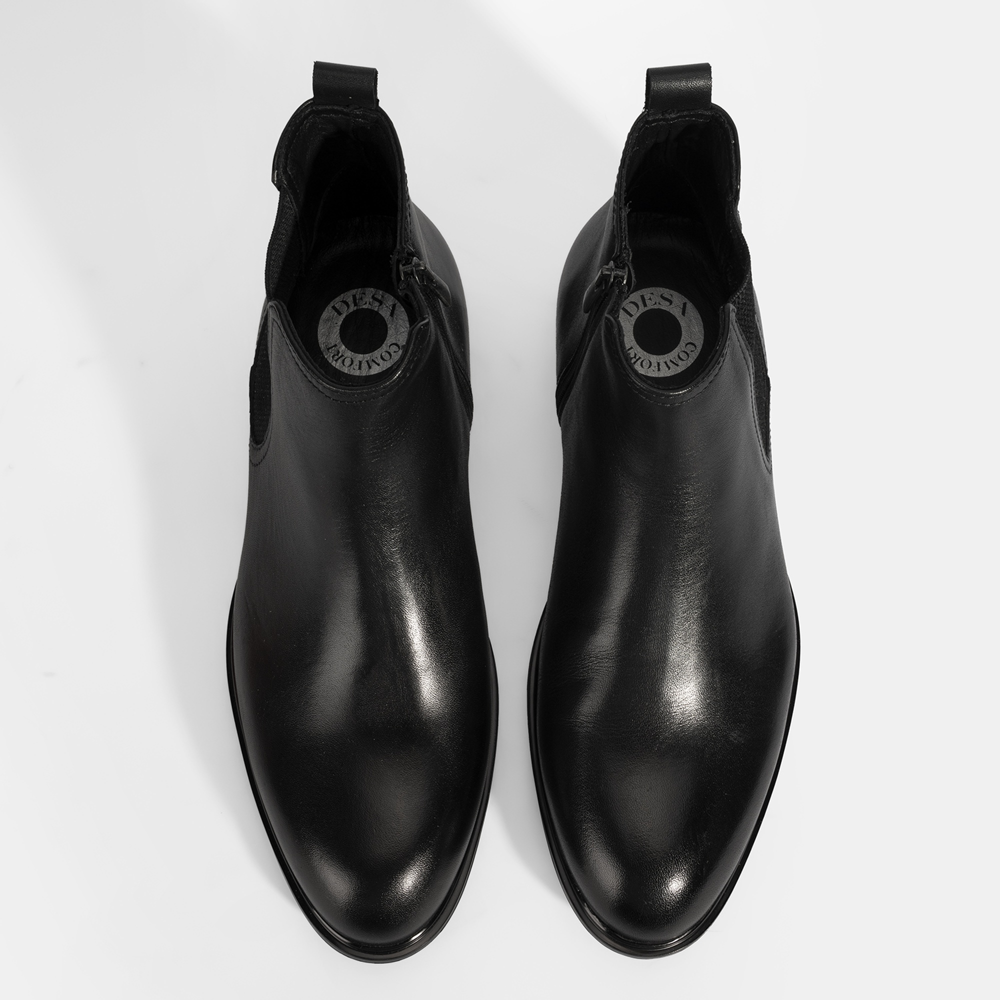Erkek Siyah DesaComfort Lastikli Deri Bot