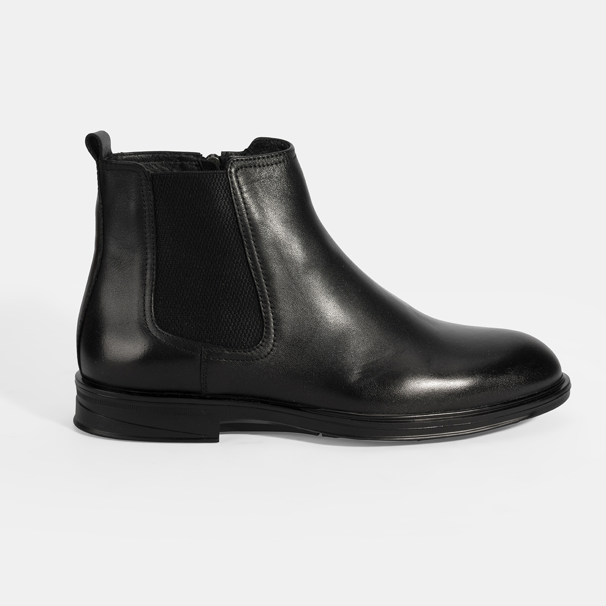 Erkek Siyah DesaComfort Lastikli Deri Bot